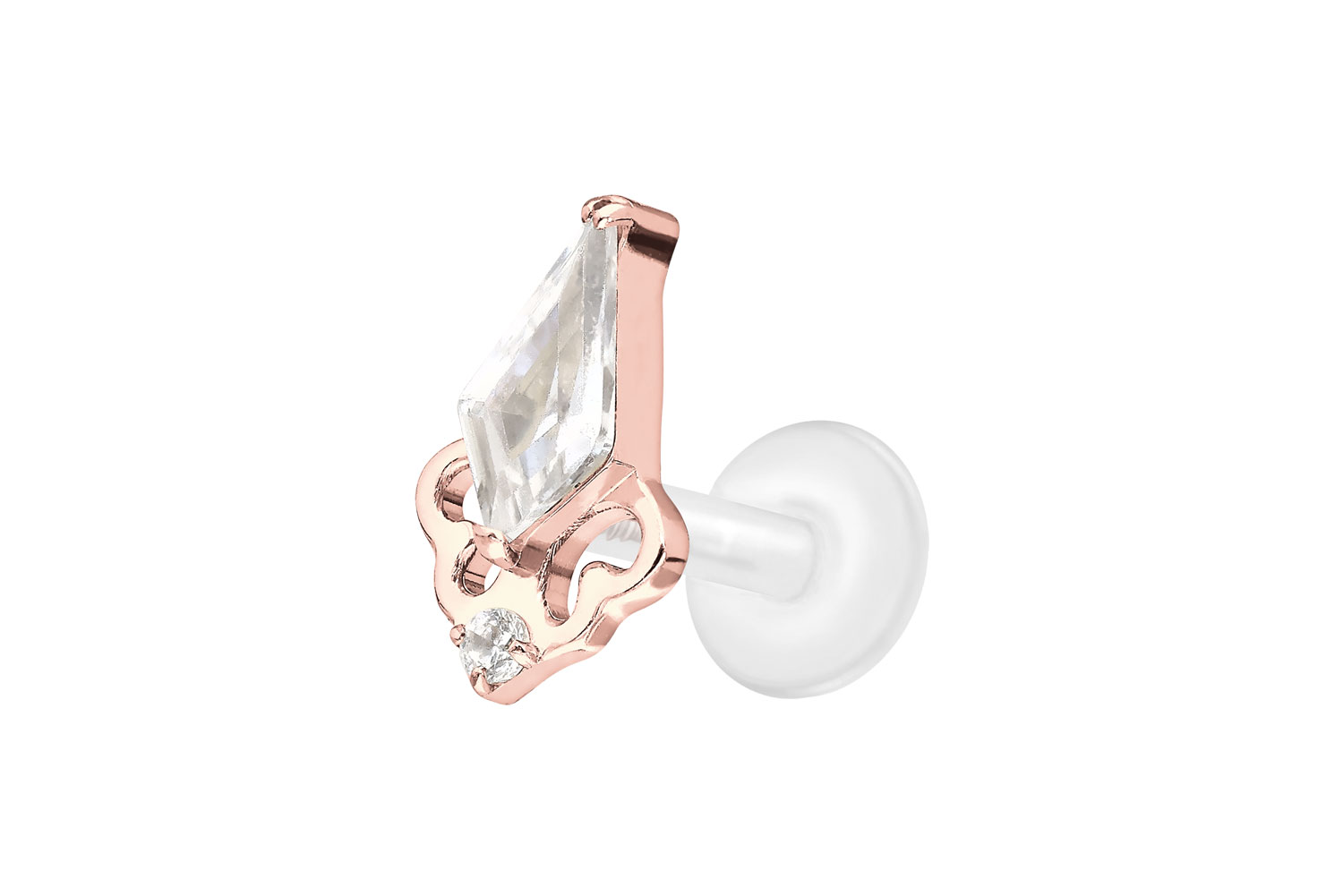 PTFE Labret Piercing mit Innengewinde + Titan-Aufsatz KRISTALLSCHILD